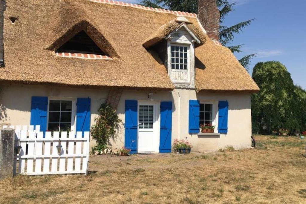 Chaumiere Avec Sa Toiture Recouverte De Chaume !!! Donnemain-Saint-Mames Extérieur photo